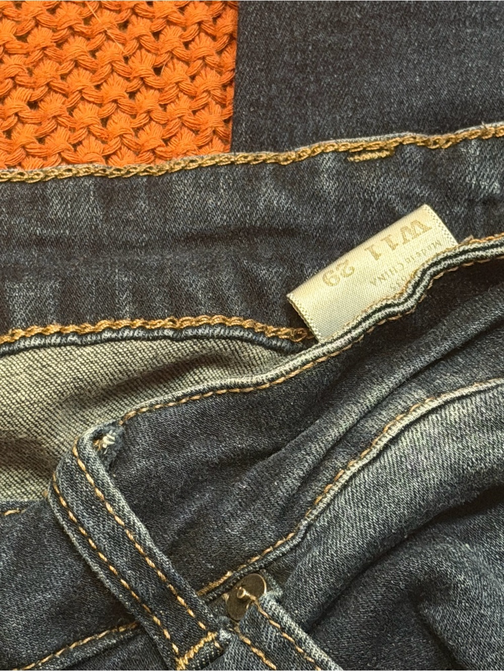 Ksubi Men's Dark Blue Denim Jeans with Gold Stitching